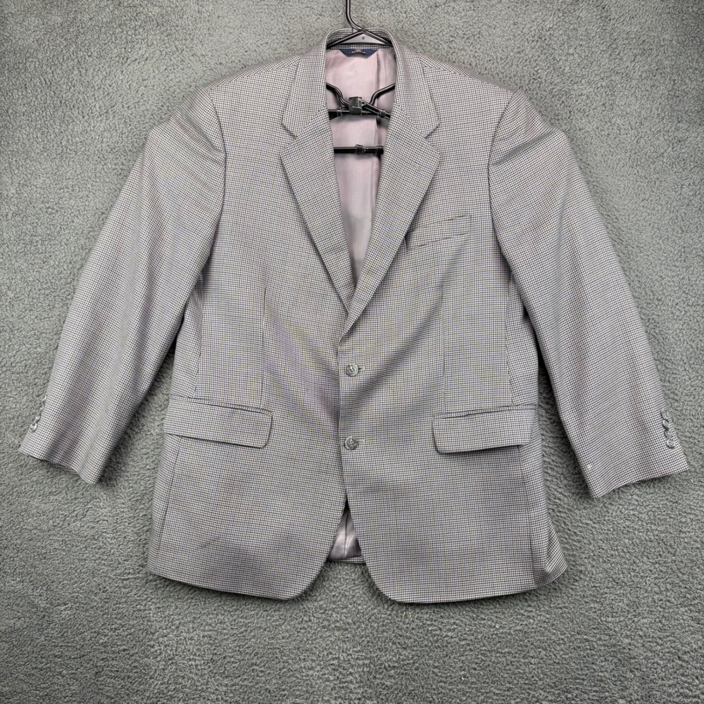 Brooks Brothers 346 Mens 43R Silk Wool Blazer Sport Coat Grey Houndstooth
